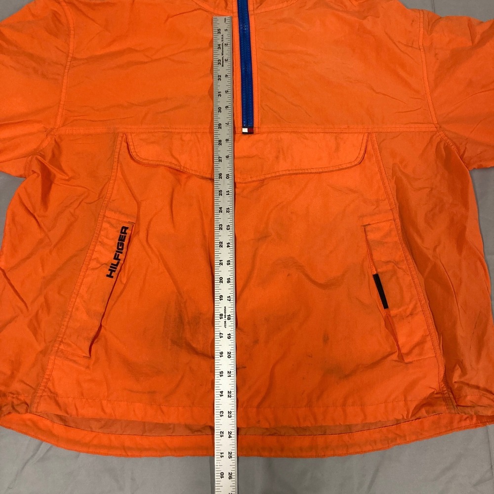 Tommy Hilfiger Mens Orange Anorak Windbreaker Jacket Quarter Zip Hooded XL - Picture 8 of 16